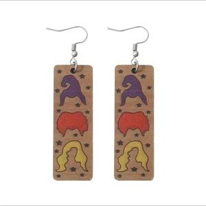 Hocus Pocus Wood Dangle Earrings